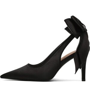 Elegant Black Women's Heels with Bow